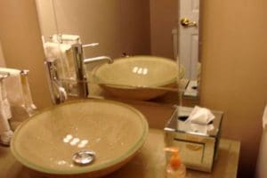 view of the modern bathroom after renovation and remodeling