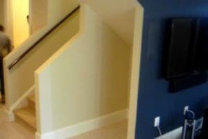 view of the stairs and side area after renovation