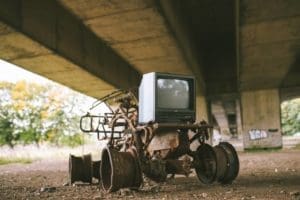 electric and mechanical junk under the bridge