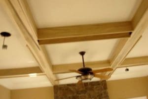 view of the false ceiling at the house and the fan