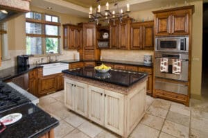 Custom made cabinets and kitchen.